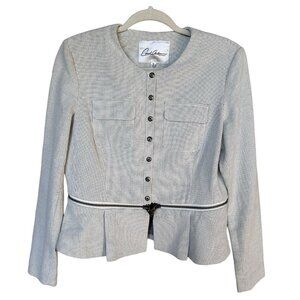 Carol Anderson By Invitation Blazer Collarless Snap Front Checkered Women Size 6
